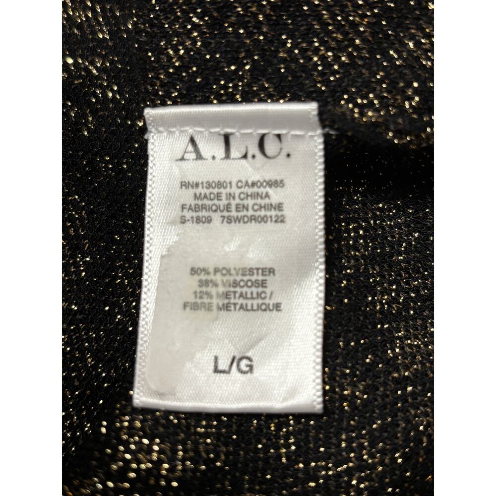A.L.C. NWT Mahry Dress Size L Black & Gold 3/4 Sleeves Bodycon Cocktail Evening - Picture 7 of 9